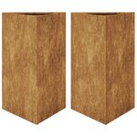 vidaXL Jardinières 2 Pièces triangulaire 50x43x75 cm acier corten