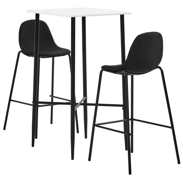 vidaXL Ensemble de bar 3 Pièces Tissu Noir