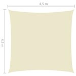 vidaXL Voile de parasol tissu oxford carré 4 5x4 5 m crème