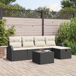 vidaXL Ensemble de 6 Canapés de Jardin avec Coussins Poly Rattan Noir