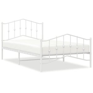 vidaXL Cadre de lit métal sans matelas et pied de lit blanc 107x203 cm