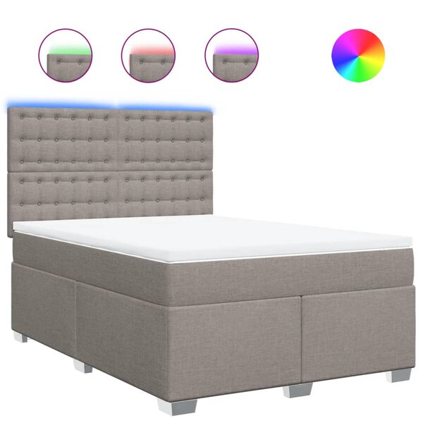 vidaXL Sommier à lattes de lit avec matelas Taupe 140x200 cm Tissu