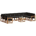 vidaXL Ensemble de canapés d'extérieur 11 Pièces Naturel et Noir
