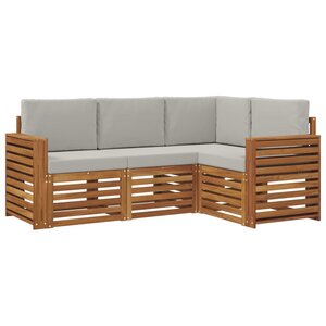 vidaXL Ensemble de canapés d'extérieur 4 pc Gris Naturel et Clair