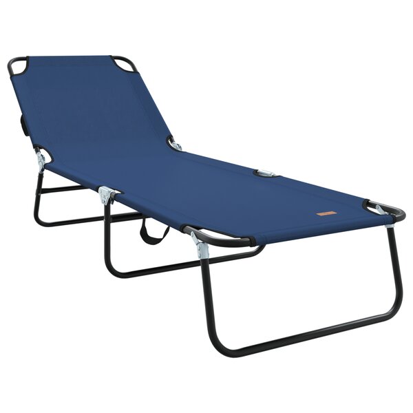 vidaXL Chaise Longue Pliante Portable Bleue en Tissu Oxford 600D