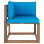vidaXL Canapé d'angle palette de jardin avec coussins bleu clair