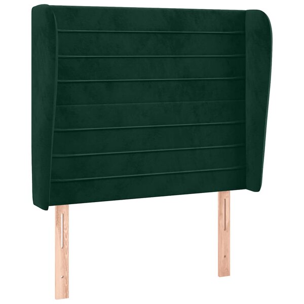 vidaXL Tête de lit avec oreilles Vert foncé 83x23x118/128 cm Velours