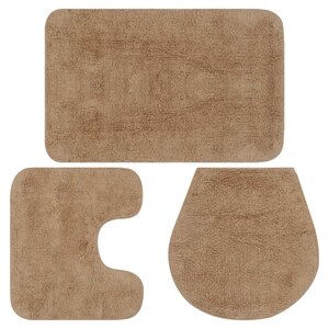 vidaXL Jeu de tapis de salle de bain 3 Pièces Tissu Beige