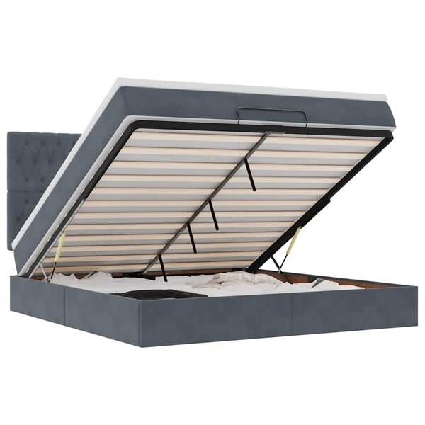 VidaXL Cadre de lit ottoman avec matelas gris foncé 180x200cm velours