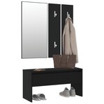vidaXL Ensemble de meubles de couloir noir bois d'ingénierie