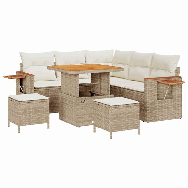vidaXL Ensemble de canapé de jardin 8 Pièces Beige Poly rotin