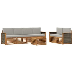 vidaXL Ensemble de canapés d'extérieur 7 Pièces Naturel et gris clair