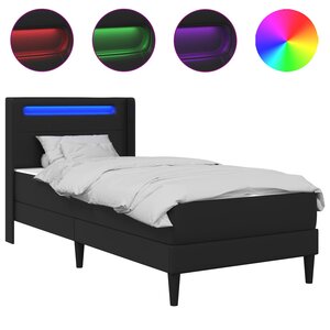 vidaXL Cadre de lit avec matelas Noir 90 x 200 cm Simili cuir