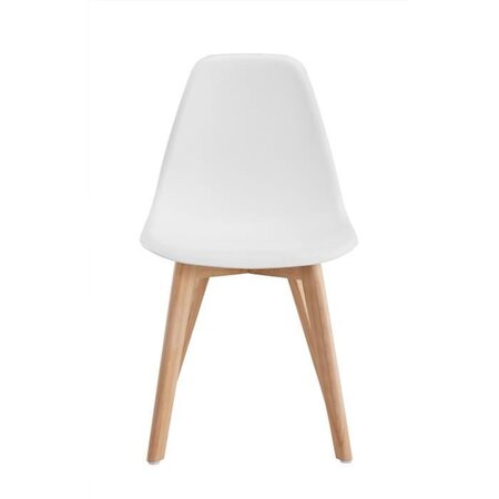 CHAISE SACHA Lot de 2 chaises de salle a manger blanc - Pieds en bois hévéa massif - Scandinave - L 48 x P 55 cm