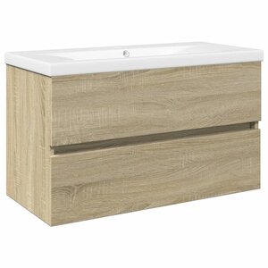 vidaXL Ensemble de meubles de bain 2Pièces céramique et bois d'ingénierie