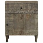 vidaXL Table de chevet gris clair 50x33x60 cm bois de manguier massif