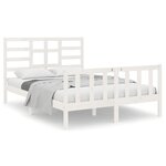 vidaXL Cadre de lit Blanc Bois massif 140x190 cm