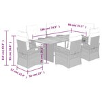 vidaXL Ensemble à manger de jardin coussins 7Pièces Noir Résine tressée