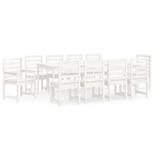 vidaXL Ensemble à manger de jardin 11 Pièces blanc bois massif de pin
