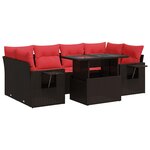 vidaXL Salon de jardin avec coussins 7 Pièces gris résine tressée acacia