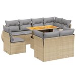vidaXL Salon de jardin avec coussins 9 Pièces beige résine tressée