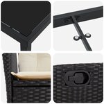 vidaXL Ensemble de salle à manger de jardin 3 pièces avec coussins en rattan poly noir