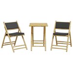 vidaXL Ensemble de bistro pliante 3 Pièces et coussins gris foncé bambou