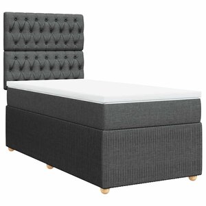 vidaXL Sommier à lattes de lit et matelas Gris foncé 90x190 cm Tissu