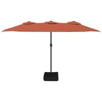 vidaXL Parasol de jardin à double tête avec LED terre cuite 449x265 cm