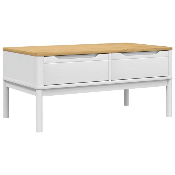 vidaXL Table basse FLORO blanc 99x55 5x45 cm bois massif de pin