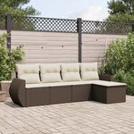 vidaXL Salon de jardin avec coussins 5 Pièces marron résine tressée