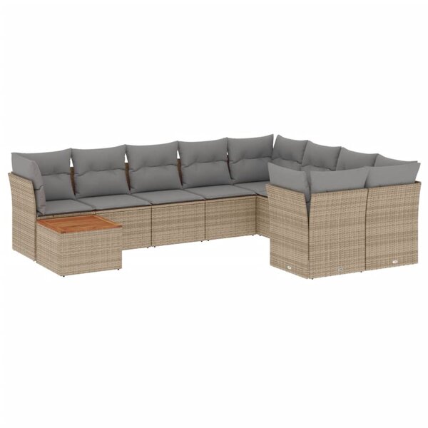 vidaXL Salon de jardin avec coussins 10 Pièces beige résine tressée