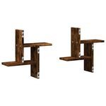 vidaXL Étagères murales 2 Pièces chêne fumé 38x12x38 cm bois d'ingénierie
