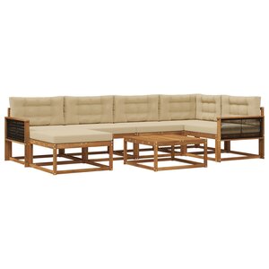 vidaXL Ensemble de canapés d'extérieur 7 Pièces Naturel et Beige