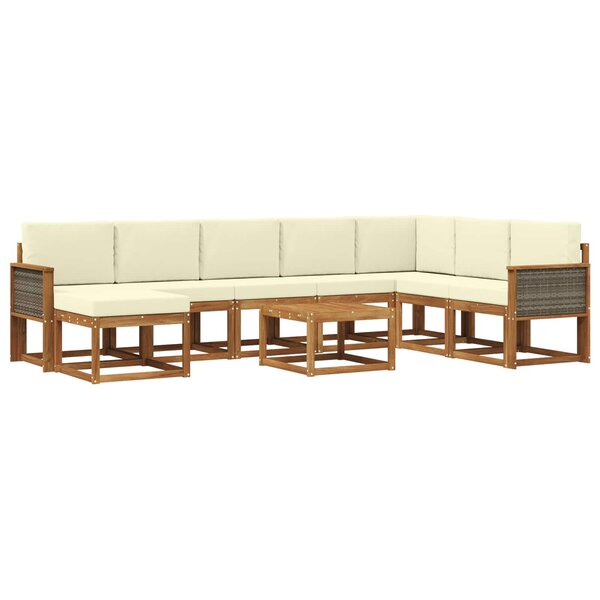vidaXL Ensemble de canapés d'extérieur 9 pc Naturel et Crème