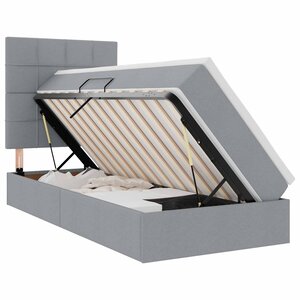 vidaXL Lit avec rangement et matelas Gris clair 90 x 200 cm tissu