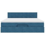 VidaXL Cadre de lit ottoman avec matelas bleu foncé 180x200 cm velours