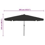 vidaXL Parasol de jardin avec des lumières LED ø395x245 cm Noir
