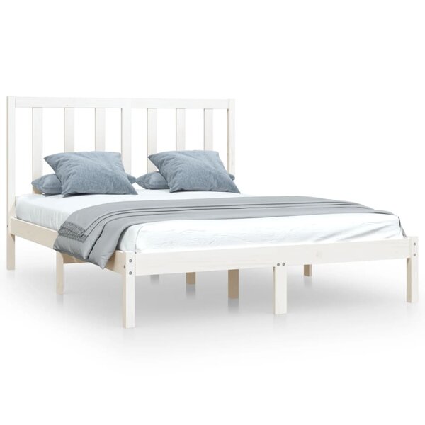 vidaXL Cadre de lit Blanc Bois de pin massif 120x190 cm Petit double