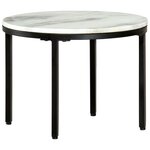 vidaXL Table basse Blanc et noir Ø50 cm Marbre solide véritable