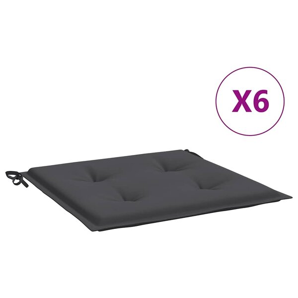 vidaXL Coussins de chaise de jardin lot de 6 anthracite 40x40x4 cm