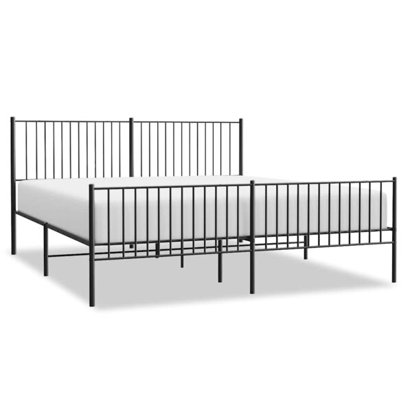 vidaXL Cadre de lit métal sans matelas avec pied de lit noir 193x203cm