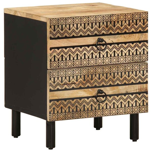 vidaXL Table de chevet noir 40x33 5x46 cm bois de manguier massif brut