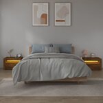 vidaXL Tables de chevet 2 Pièces avec LED chêne fumé 60x35x40 cm