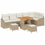 vidaXL Ensemble de canapé de jardin 9 Pièces Beige Poly rotin