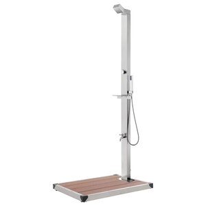 vidaXL Douche de jardin avec base marron 225 cm Acier inoxydable