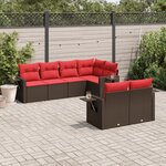 vidaXL Salon de jardin avec coussins 7 Pièces marron résine tressée
