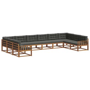 vidaXL Ensemble de canapés d'extérieur 10 pc Naturel et Anthracite