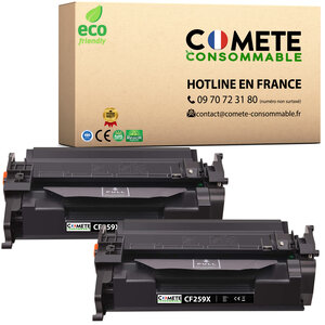 COMETE, Marque française - 59A - 2 Toner Compatible HP 59A 59X pour Toner HP CF259A ou CF259X - pour Toner Laserjet Pro M404dn MFP M428fdw Pro M404dw M404n MFP M428dw M428dn - Noir