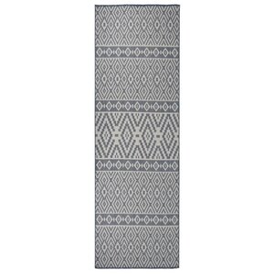 vidaXL Tapis à tissage plat d'extérieur 80x250 cm Rayures bleues